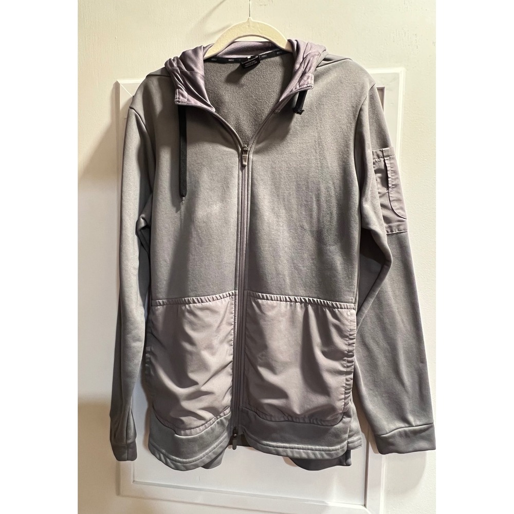 Nike Dri-FIT Mens Full Zip Hoodie Grey Perforated Swoosh Utility Pocket Small